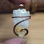 Crazy Lace Agate Pendant with Crystal Crown – Copper Setting