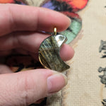Golden Flash Labradorite Crescent Pendant – Moon Phase Necklace