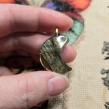 Golden Flash Labradorite Crescent Pendant – Moon Phase Necklace