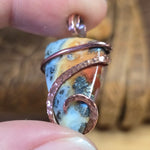 Flaming Common Opal with Marcasite Pendant – Copper Wrapped Necklace