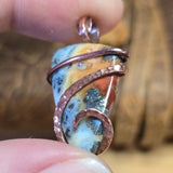 Flaming Common Opal with Marcasite Pendant – Copper Wrapped Necklace