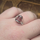 Raw Pink Tourmaline Ring sz 10 - Sterling Silver