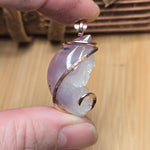 Violet Geode Pendant – Quartz Crystal Bloom in 14kt Rose Gold Fill