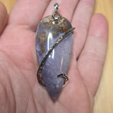 Mossy Burro Creek Agate Pendant in Sterling Silver