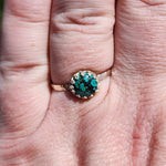 Natural Turquoise Ring sz 11 – Bright Blue with Black Matrix in Sterling Silver