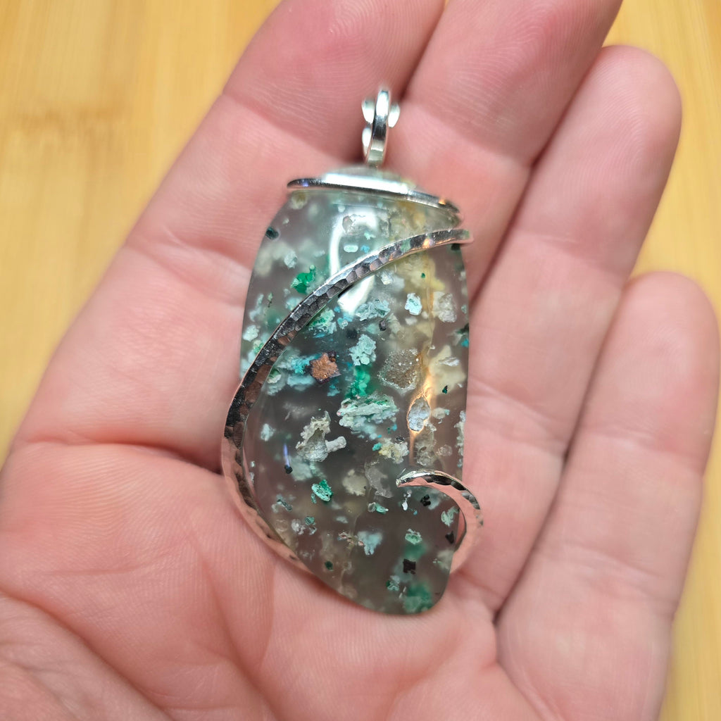 Copper Silica Rocks 85ct Native Copper in Chalcedony Pendant | Sterling Silver Necklace ...
