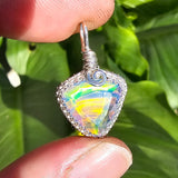 Double Sided Faceted Rainbow Aurora Opal Pendant In Sterling Silver