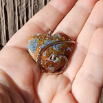 Red Marcasite Plume Agate Geode and Jasper Heart Pendant in 14kt Rose Gold Fill