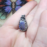 Bright Blue Faceted Labradorite Antiqued Sterling Silver Pendant