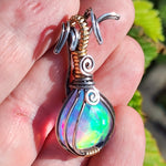 Aurora Opal Onion Pendant – Sterling Silver + 14kt Gold Fill