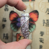 Rare Bright Purple Luna Agate Pendant in Silver – Mexican Orbicular Chalcedony