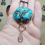 "Oregon Coast Rain" Cloud Mountain Turquoise Cloud with Rainbow Moonstone Raindrop