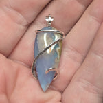Moss Agate & Aurora Opal Artisan Pendant – Sterling Silver