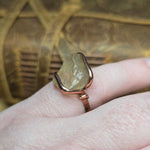 Raw Oregon Sunstone Crystal Ring Sz 6.5 in Copper