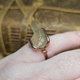 Raw Oregon Sunstone Crystal Ring Sz 6.5 in Copper