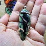 Oregon Green Serpentine Pendant in Sterling Silver