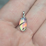 Aurora Opal Mini Cabochon Pendant in Sterling - Handmade Tension-Set Jewelry