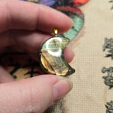 Golden Flash Labradorite Crescent Pendant – Moon Phase Necklace