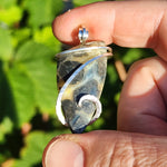 Marcasite Plume Agate Pendant in Sterling – Forged Embrace Setting