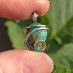 Turquoise Pendant 9ct Chunky Blue-Green - Hammered Sterling Silver