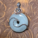 Aquamarine Donut Pendant Sterling Silver 14kt Rose Gold Filled Wave Wrap