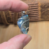 Teal Blue Marcasite Agate with Aurora Opal – Sterling Silver Pendant