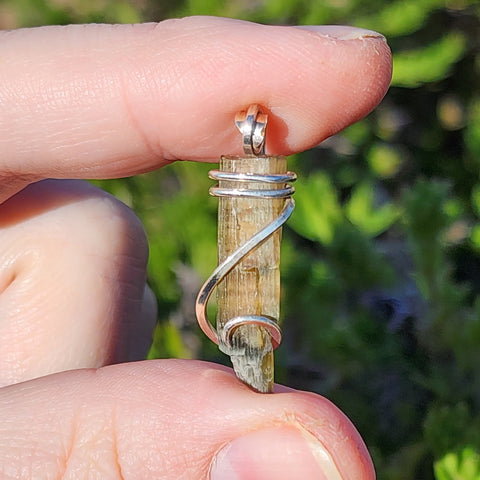 Raw Watermelon Tourmaline Crystal Pendant in Sterling Silver