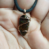 Australian Boulder Opal Pendant in 14kt Rose Gold Filled - Rainbow Peekaboo