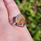Oregon Sunstone Ring sz 7.5 – Green Red Schiller Sterling Silver