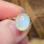 Bright Blue Glow Moonstone Ring sz 7.75 – Sterling Silver