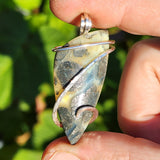 Marcasite Plume Agate Pendant in Sterling – Forged Embrace Setting