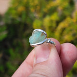 Seafoam Green Aquamarine Ring sz 5.5 – Sterling Silver Natural Crystal