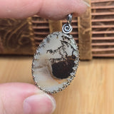 Dendritic Quartz Pendant with Manganese Inclusions - Antiqued Sterling Silver