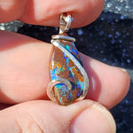 Boulder Opal Pendant - Sterling Silver Lightning Flash Ironstone Matrix
