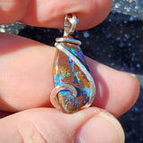 Boulder Opal Pendant - Sterling Silver Lightning Flash Ironstone Matrix