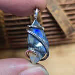 Boulder Opal Pendant with Blue-Green Fire – Sterling Silver Forged Embrace