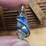 Boulder Opal Pendant with Blue-Green Fire – Sterling Silver Forged Embrace