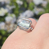 Aquamarine Crystal Ring – sz 7.5 – Clear Blue Natural Beryl