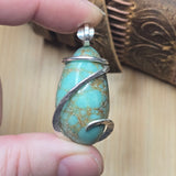 Vintage Turquoise Pendant – Sterling Spiral & Robin’s Egg Revival - Rock Your World 