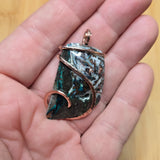 75ct Aquadite Native Copper Chrysocolla Pendant in Rose Gold Fill
