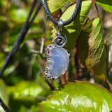 UV-Reactive Lavender Moon Quartz Pendant – 7ct Handmade in Antiqued Sterling Silver