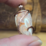 Crazy Lace Agate Pendant with Geode Window – Copper Setting