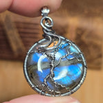 Labradorite Moon Spooky Tree of Life Pendant – Oxidized Sterling Silver