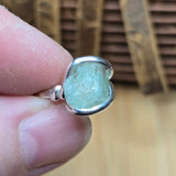 Seafoam Green Aquamarine Ring sz 5.5 – Sterling Silver Natural Crystal