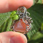 Swazi Rose Agate Pumpkin Pendant - Sterling Silver 14kt Gold Fill Czech Glass