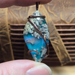 Moss Agate Aurora Opal Pendant – Recycled Copper