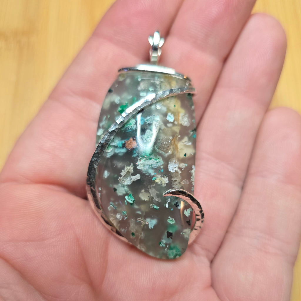 Copper Silica Rocks 85ct Native Copper in Chalcedony Pendant | Sterling Silver Necklace ...