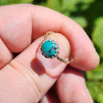 Natural Turquoise Ring sz 7.5 – Sky Blue Cab Matrix Sterling Silver