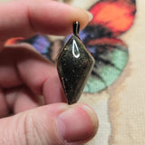 Indonesian Marcasite Plume Agate Pendant – Hand-Cut Double Point