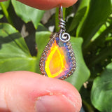 Double Sided Faceted Fiery Aurora Opal Pendant In Antiqued Sterling Silver - Rock Your World 